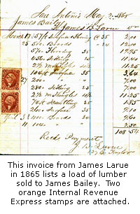 Image of invoice from James Larue